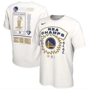 Nike Golden State Warriors White 2022 NBA Champions Roster T-Shirt Size Large.